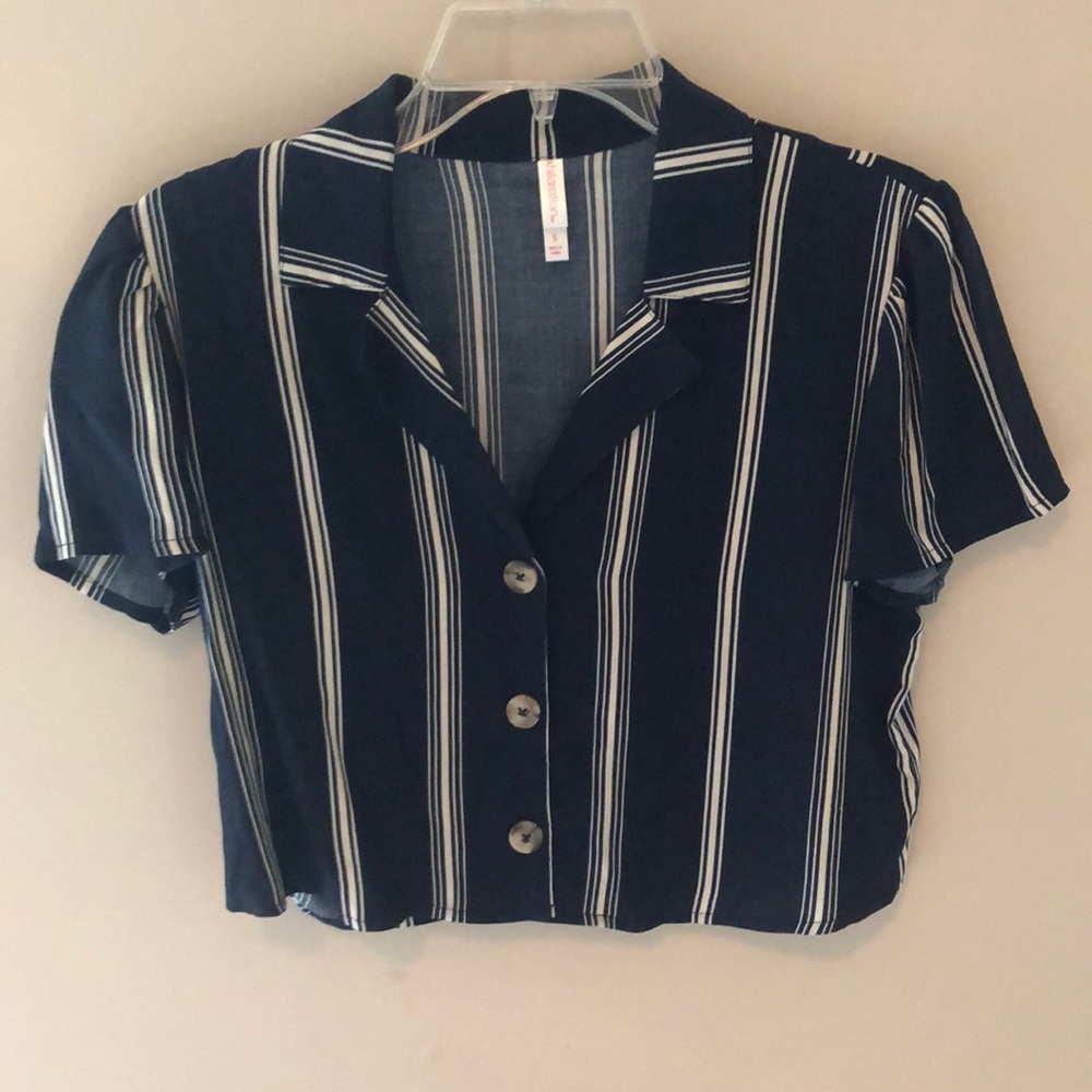 Navy and white crop top